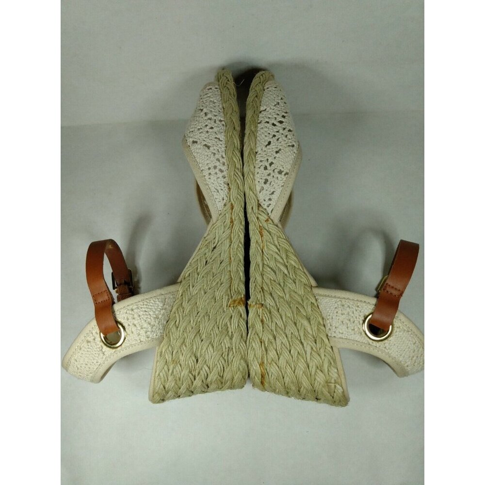 Ralph Lauren Ciara Natural Macrame Womens Wedge Heel Open Toe Sandals Shoes 8 B - Picture 5 of 9